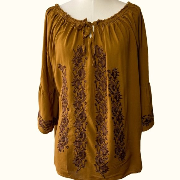 SOLD!!!  Angel Heart Boho Top, Nutmeg, Embroidered - Picture 9 of 9
